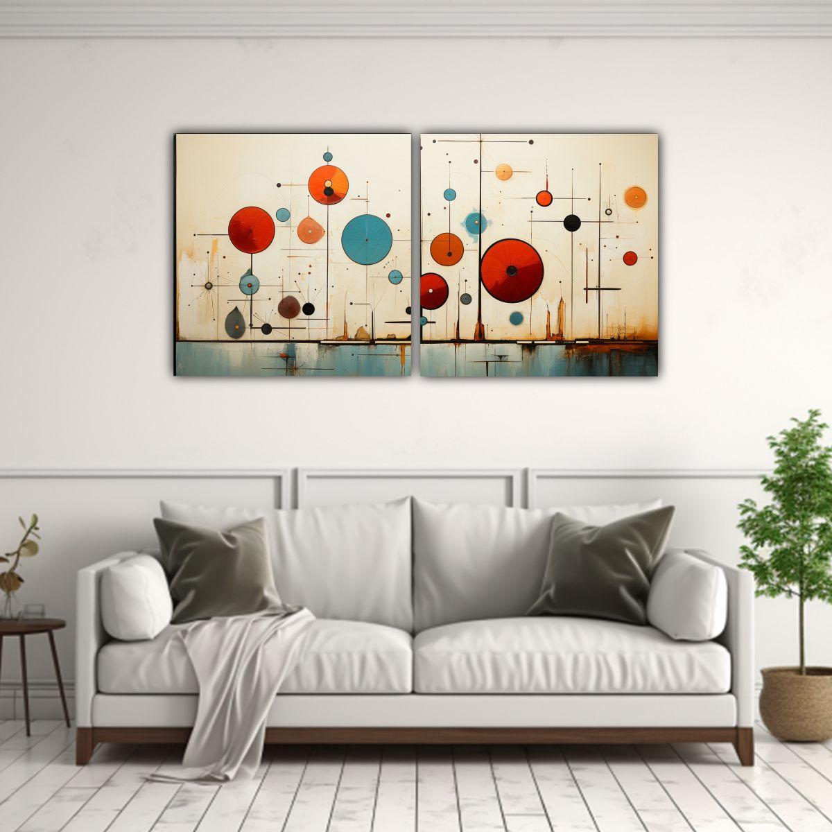 Dos Pinturas Acuarela Abstractas De Arte Moderno 100x50 Cm-2