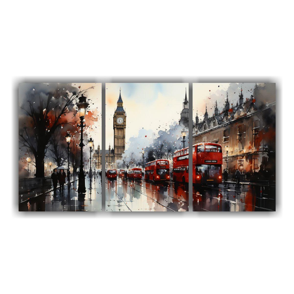 Pintura Acuarela De La Ciudad, Cuadro De Escena 180x90 Cm-0