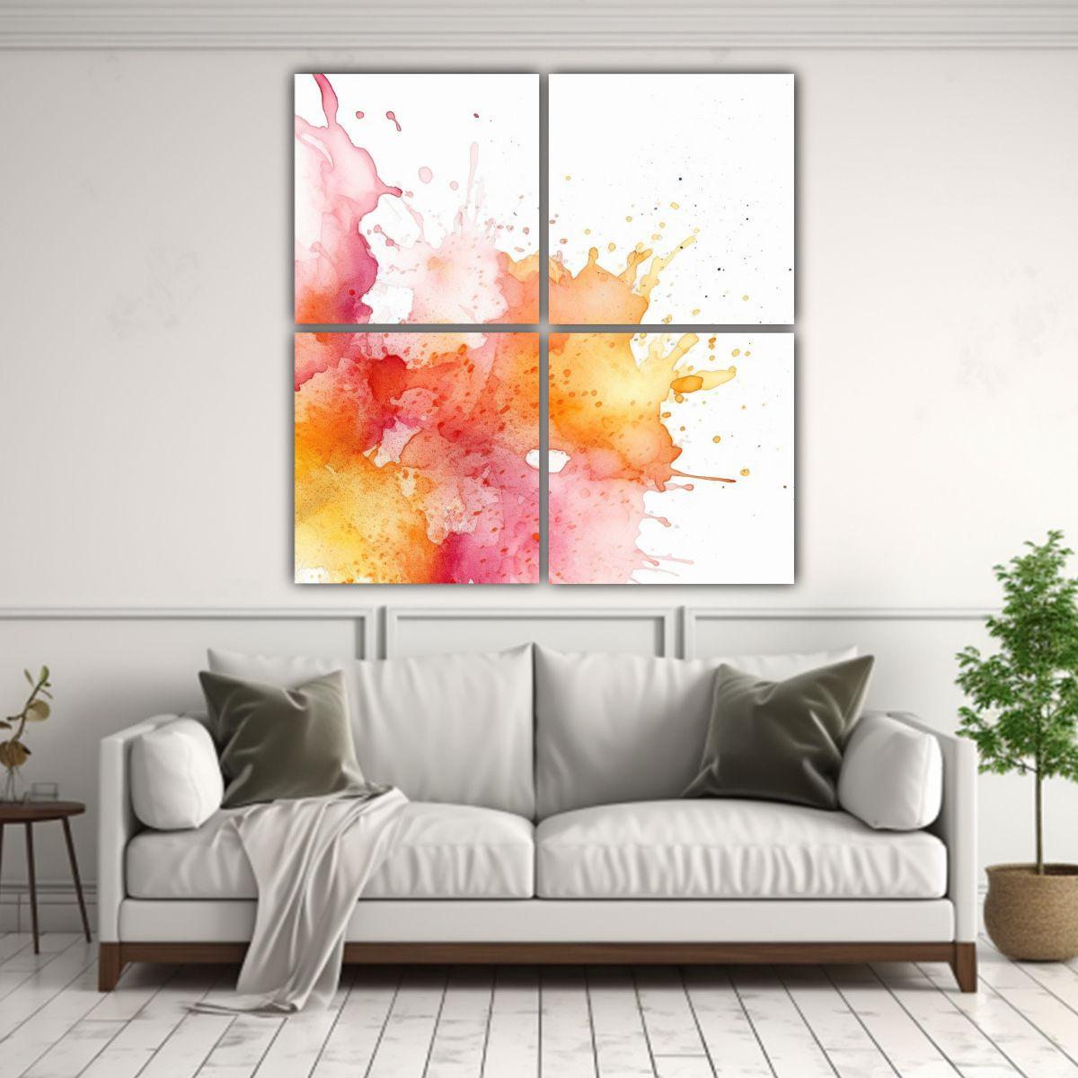 Artes De Pared Tonos Adorno Watercolor Suave 80x80 Cm-2