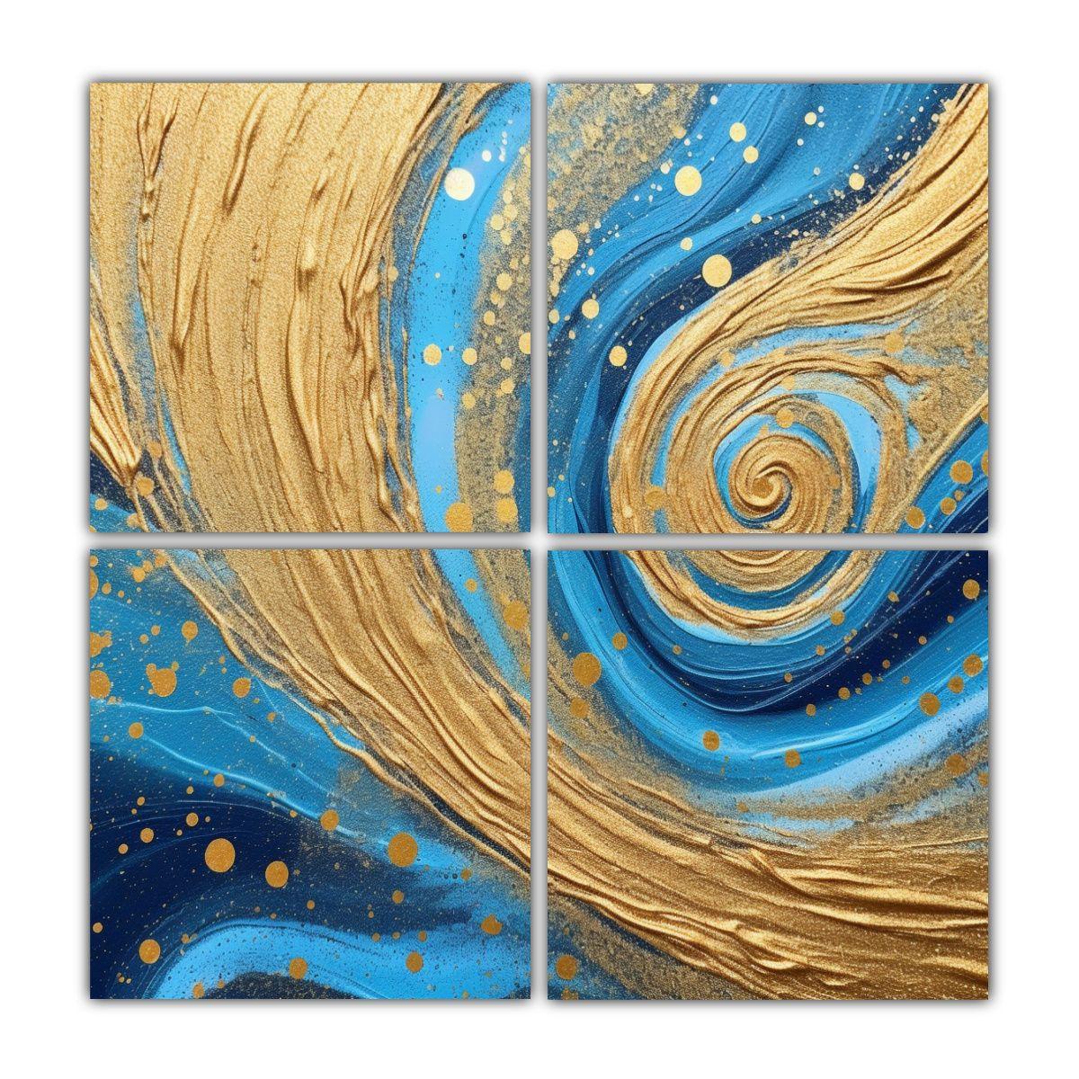 Pinturas Decorativas En Líquido Azul Y Dorado 180x180 Cm-0