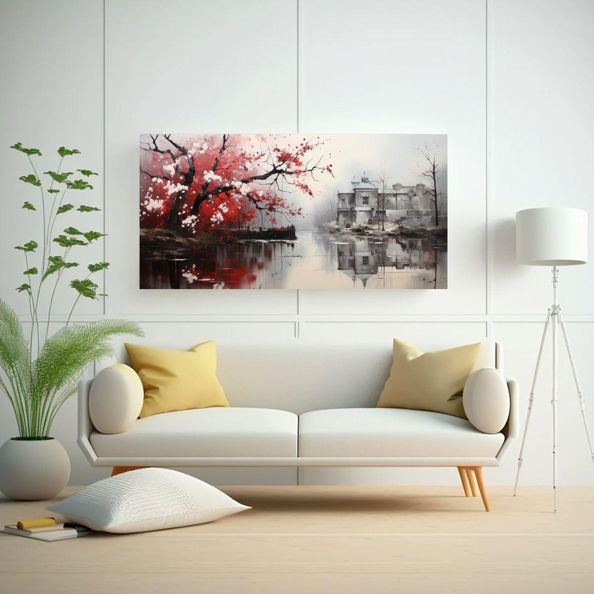 Cuadro Abstracto De árboles En Plata Y Blanco 160x80cm-2