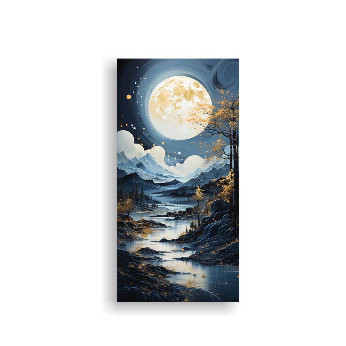 Composición Minimalista Tela En Bastidor Luna 20x40cm-0