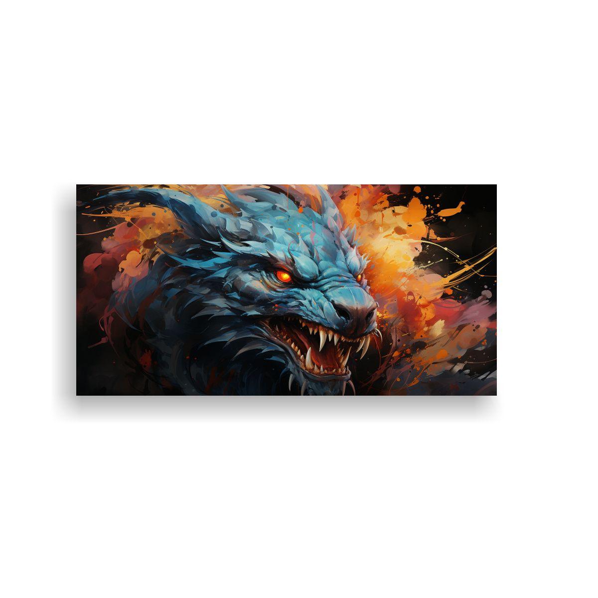 Cuadro Lienzo Fotográfico Dragón Acuarela 40x20cm-0