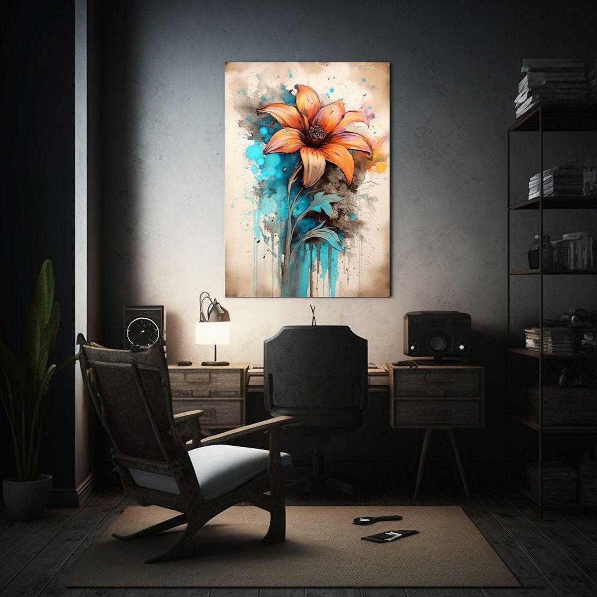 Pintura Floral Vertical Estilo Acuarela Y Tinta 20x30cm-2