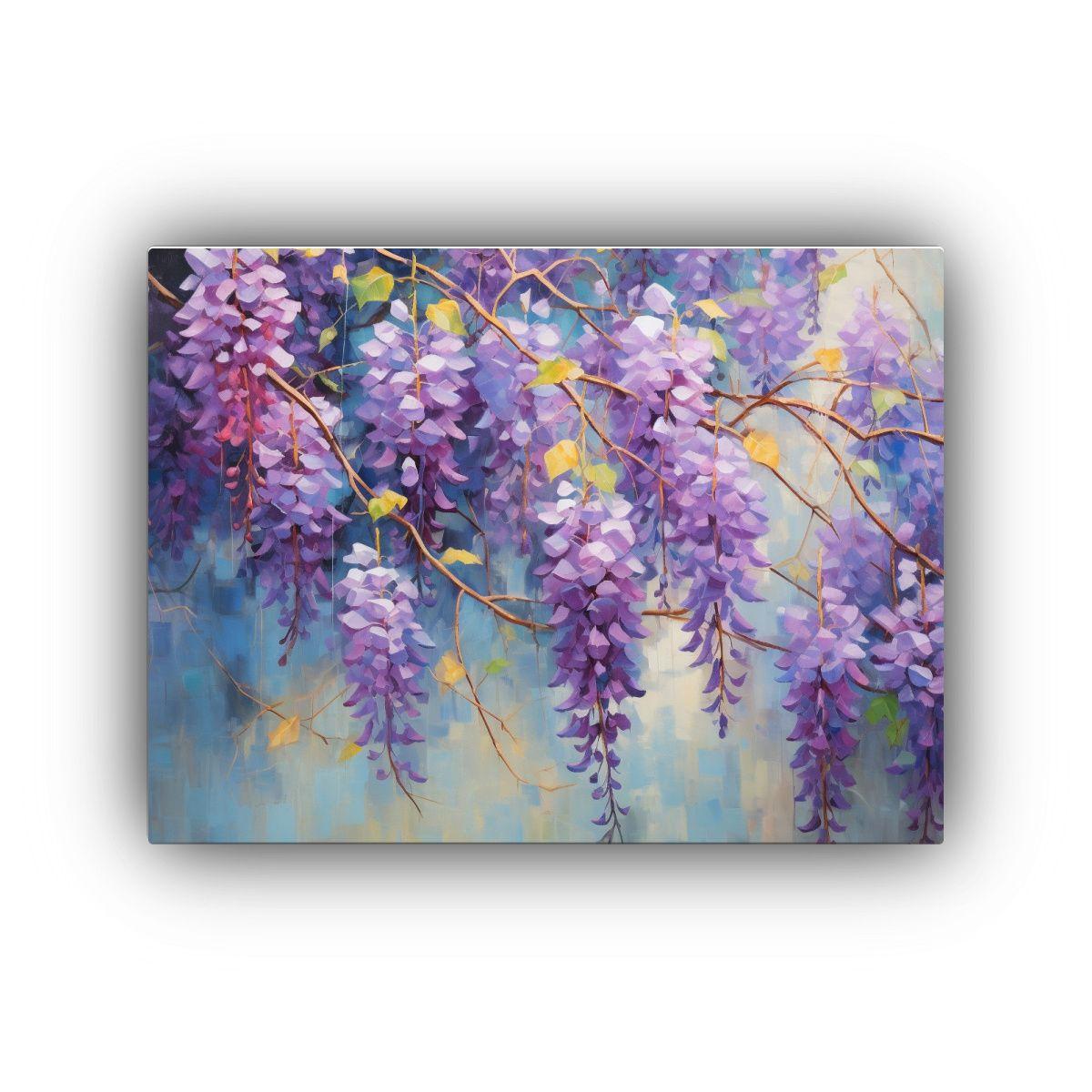 Pintura Abstracta De Flores De Glicina Detallada 90x60cm-0