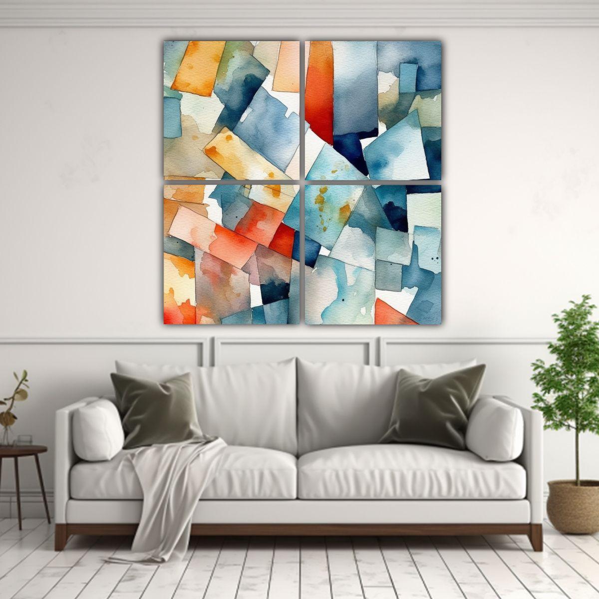 Pintura Abstracta Hermosa Para Comedor Con Formas 80x80 Cm-2