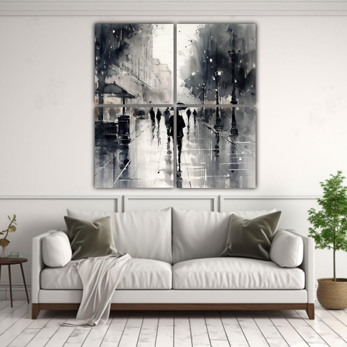 Cuatro Artes Decoración Mural Bosquejo Acuarela 80x80 Cm-2