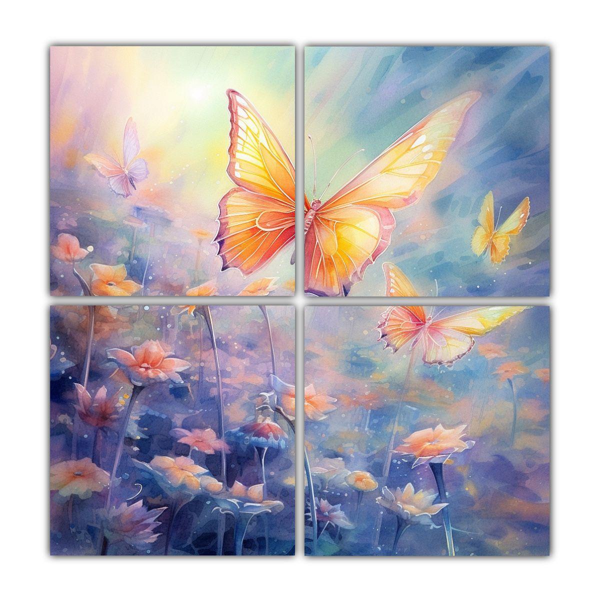 Lienzos Tela Dibujo Obra Maestra Mariposas De 40x40 Cm-0