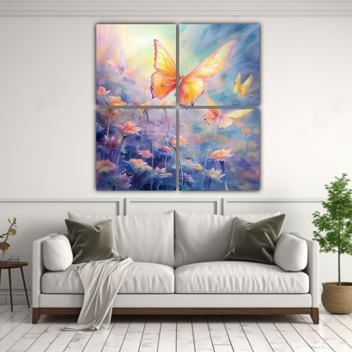 Lienzos Tela Dibujo Obra Maestra Mariposas De 40x40 Cm-2