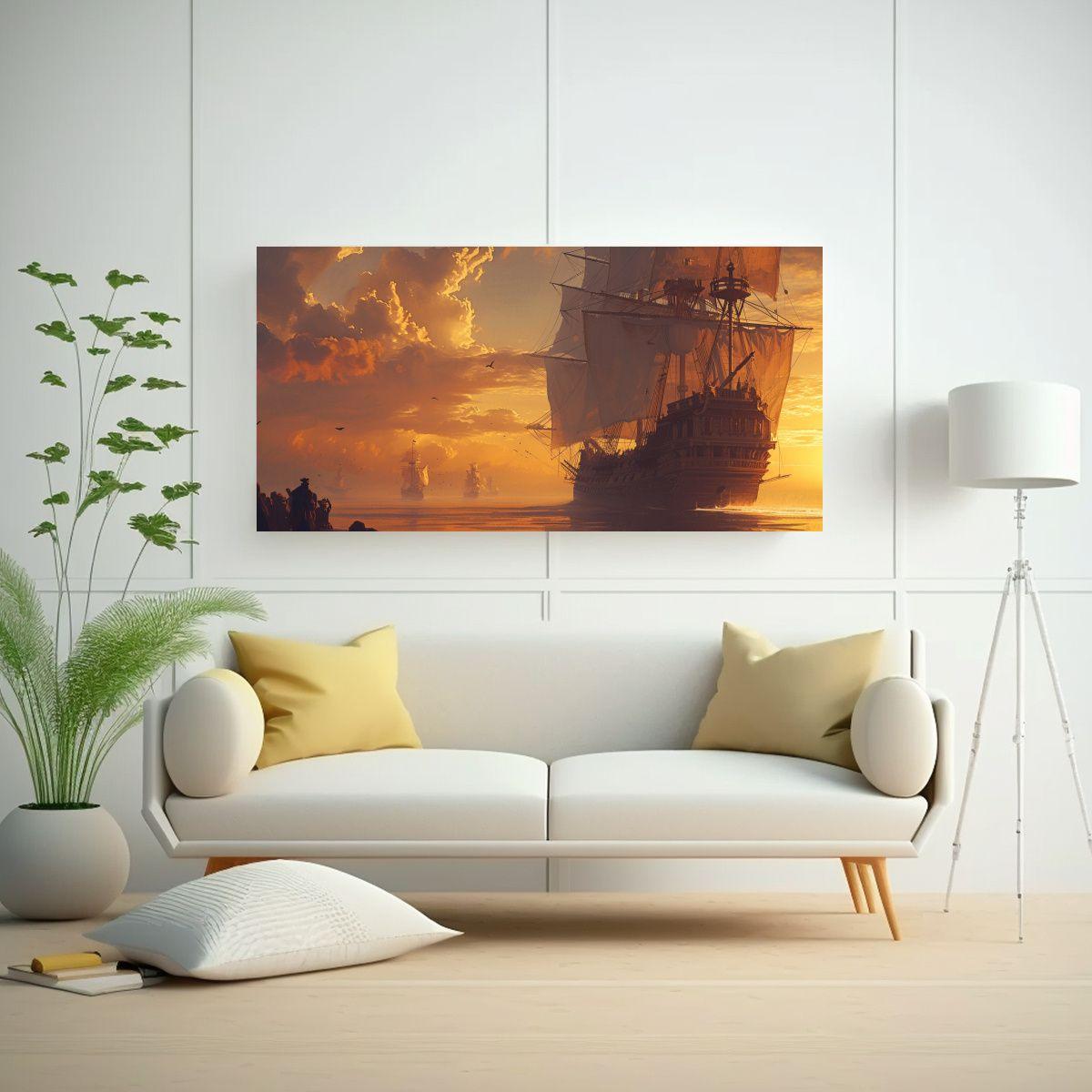 Cuadro Digital: Barco Saliendo De Puerto 40x20cm-2