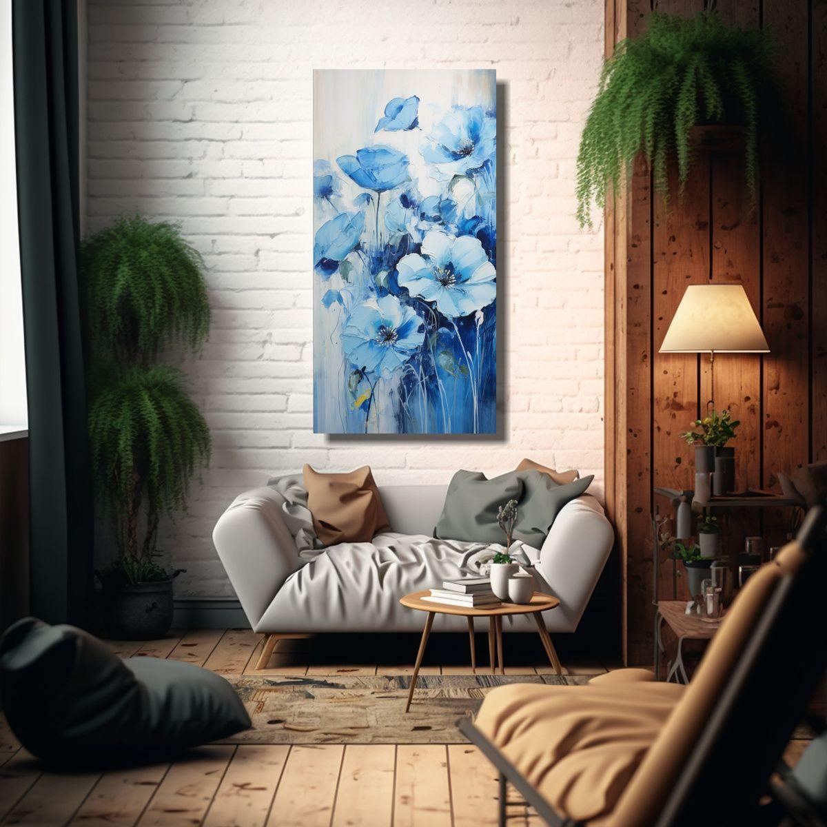 Tela En Bastidor Decorativo Calma Con Amapolas 50x100cm-2
