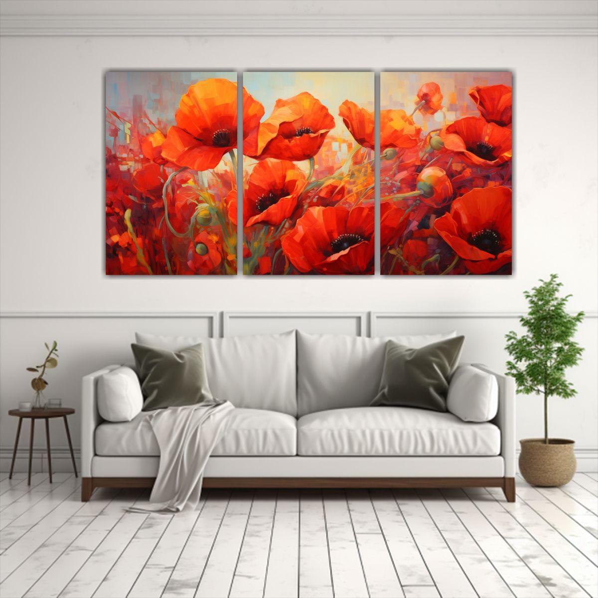 Cuadros Modernos Intensidad A Flores De Amapolas 180x90 Cm-2