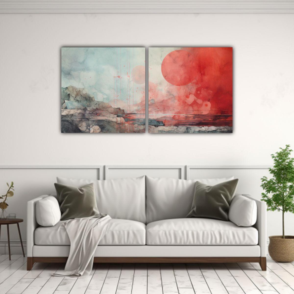 Pintura De Pared Inspiradora En Acuarela Rojo, 100x50 Cm-2