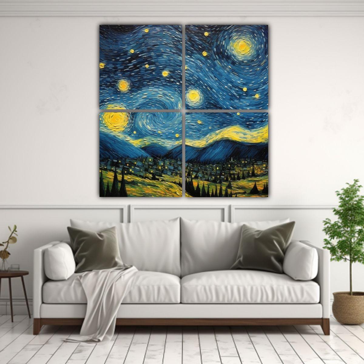 Cuadros Cuadrado época Starry Sky Van Gogh 180x180 Cm-2