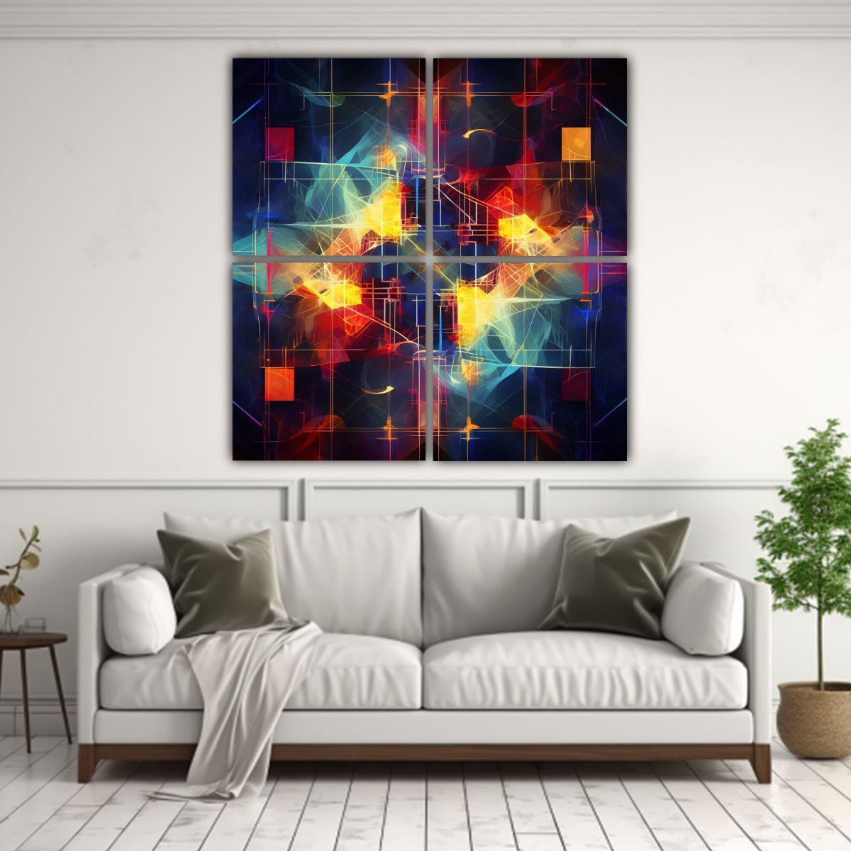Cuatro Lienzos De Tela Tema Profundidad Abstracta 80x80 Cm-2