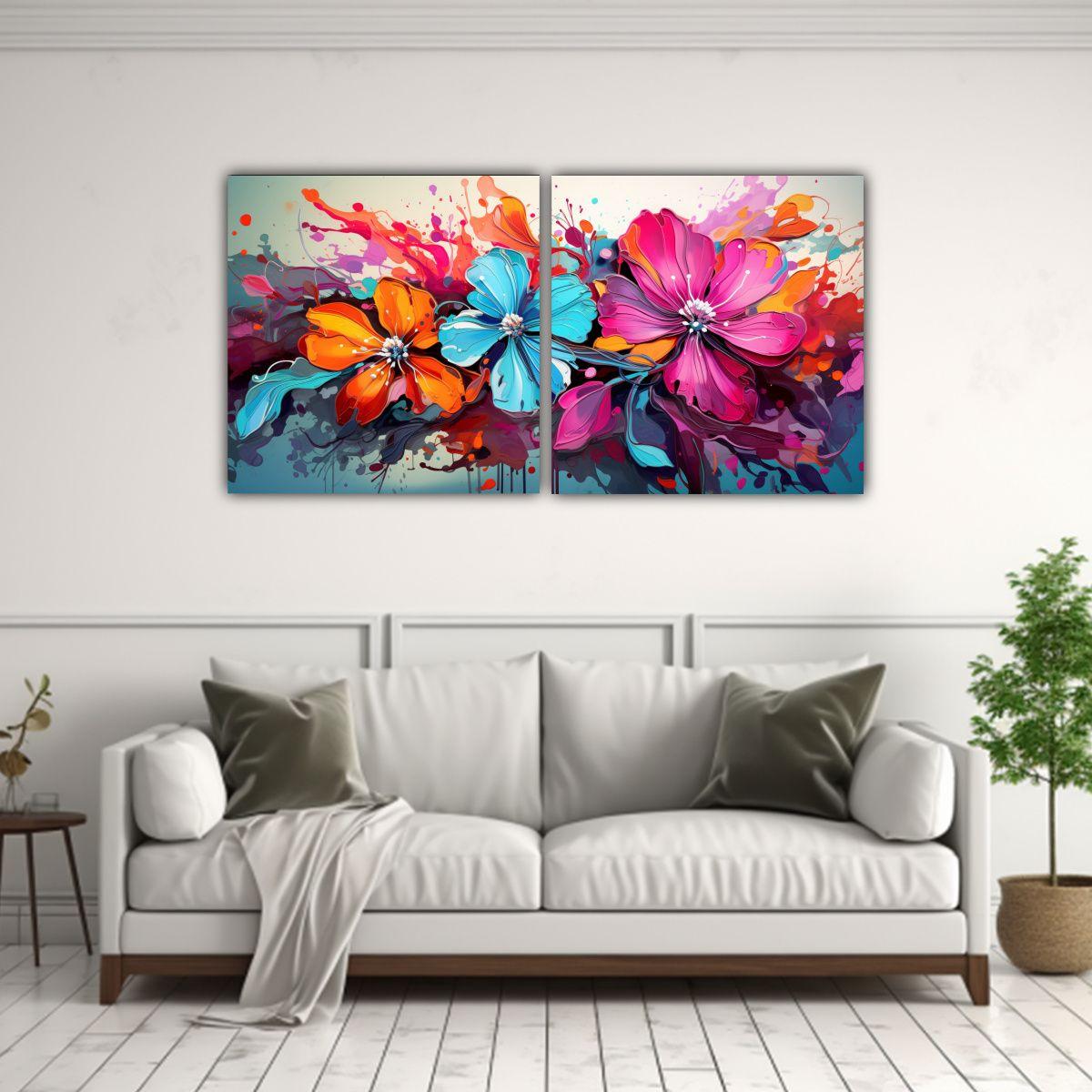 Cuadros De Composición Dinámica Con Colores 100x50 Cm-2