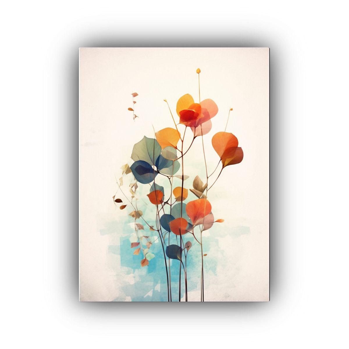 Arte Digital Minimalista Floral En Bastidor: 40x50cm-0
