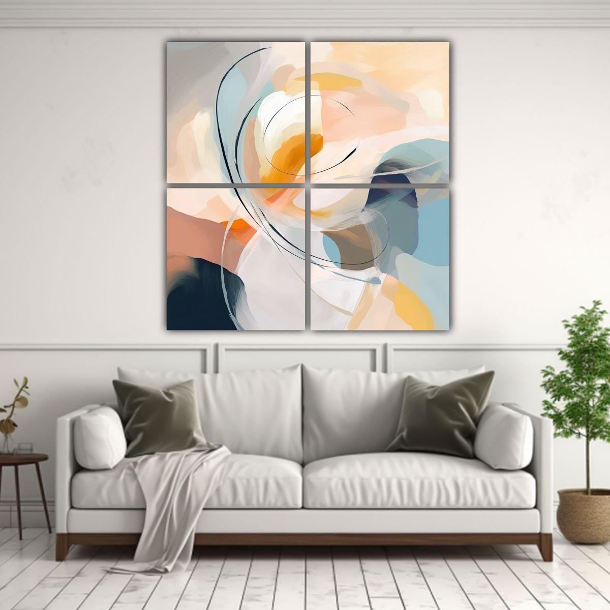 Cuadros Abstractos Coloridos Y Limpios En Tonos 200x200 Cm-2