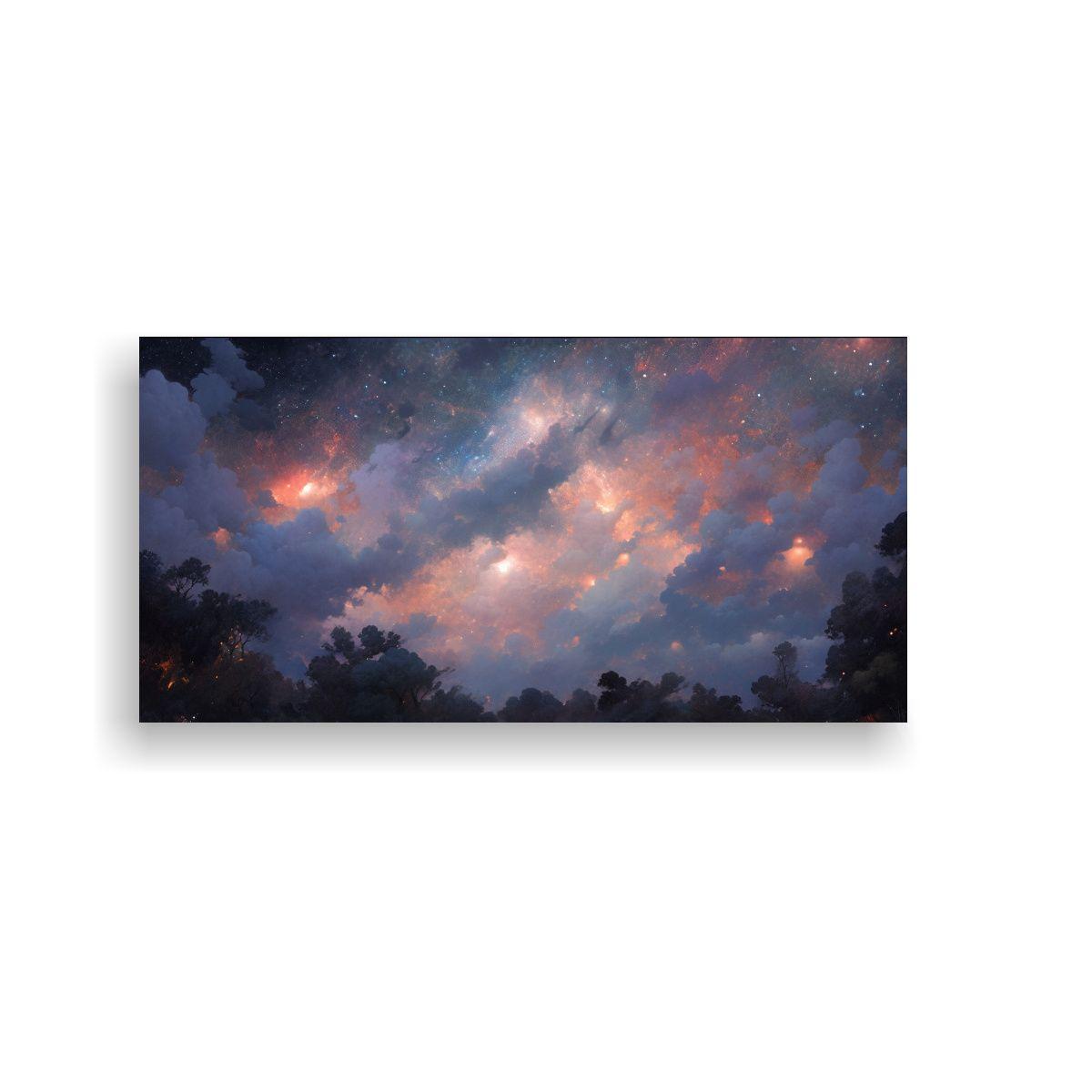 Pintura Decorativa Nocturna Con Arcoíris Y Tonos 120x60cm-0