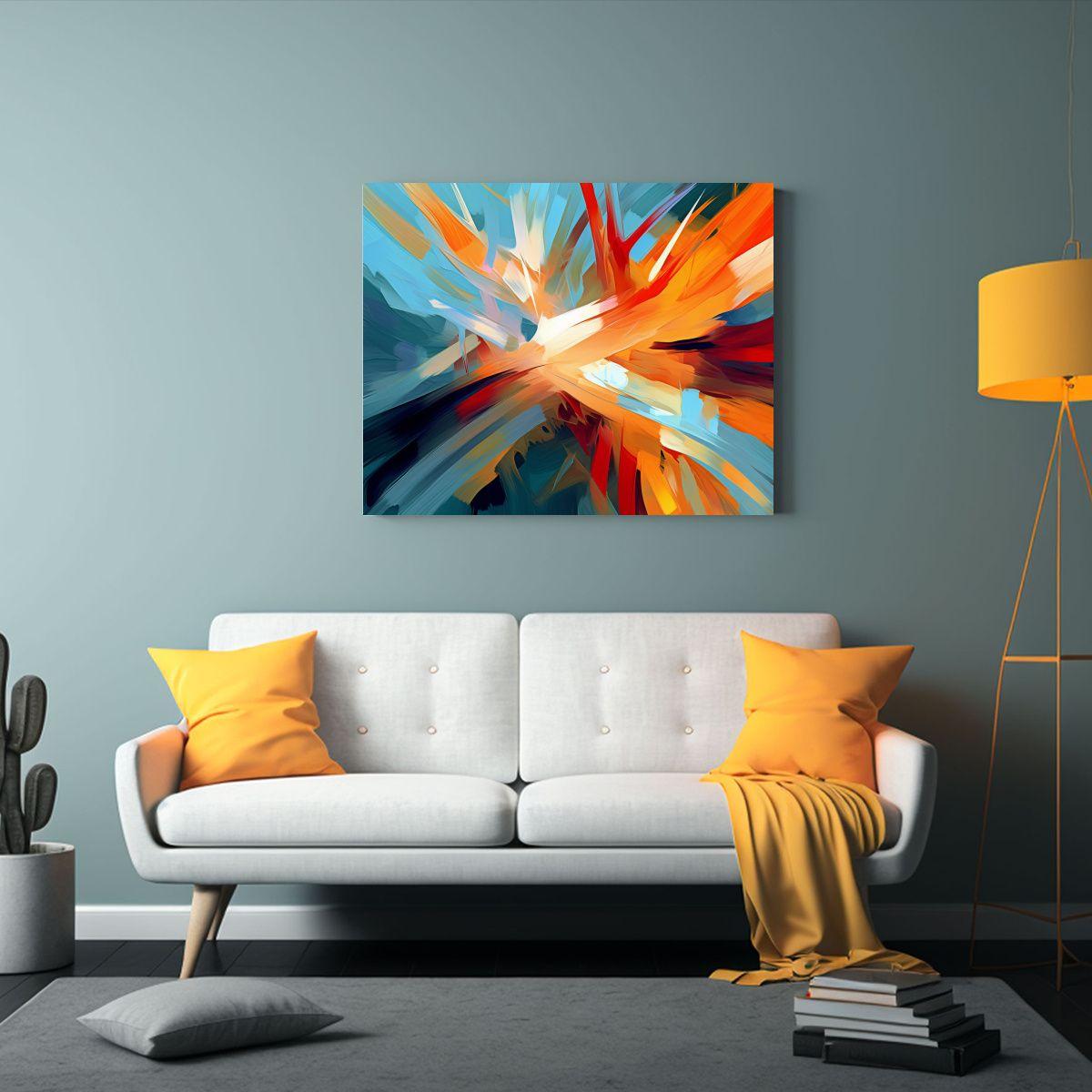 Cuadro Abstracto Vibrante Para Decoración Moderna 90x60cm-2