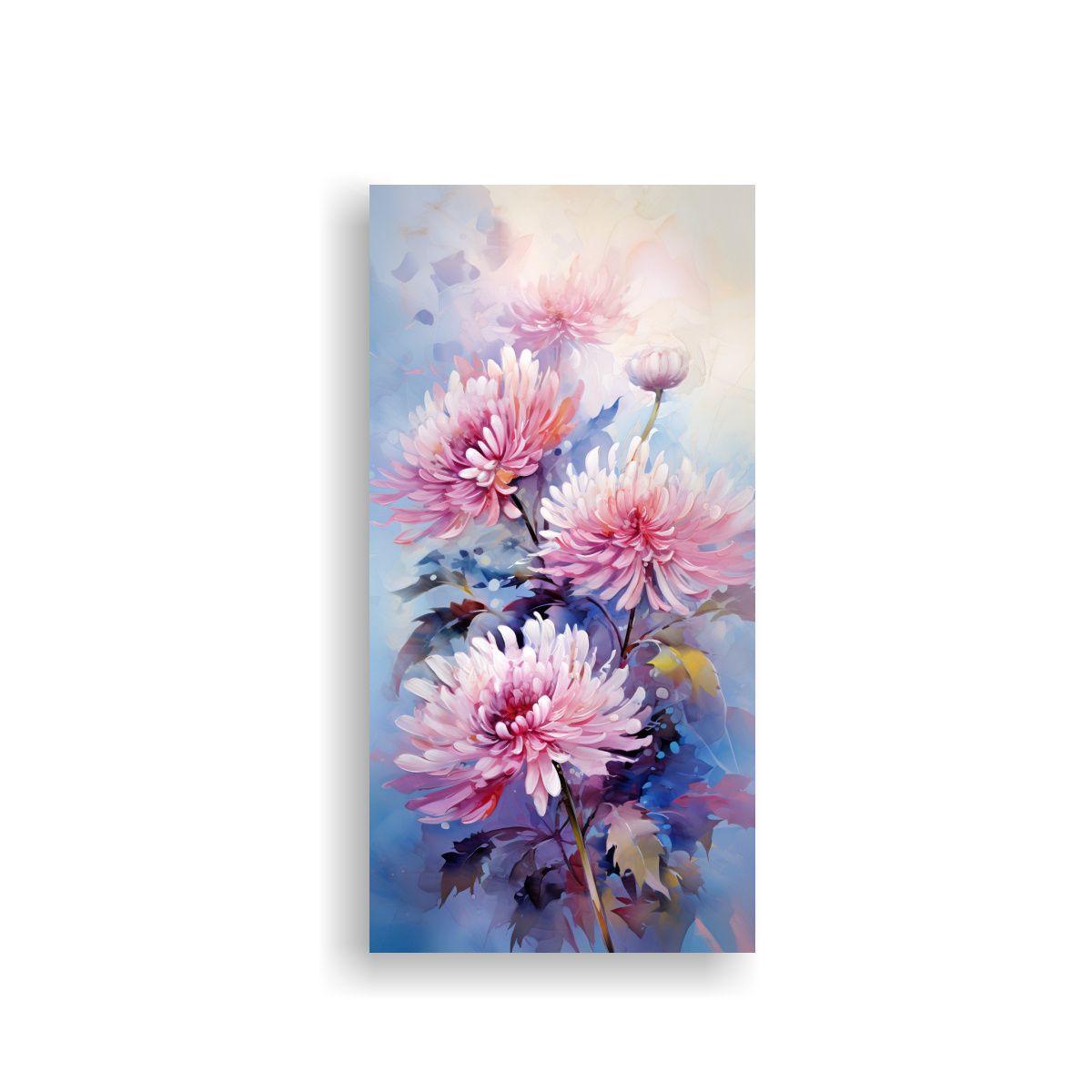 Pinturas Abstractas De Flores Chrysanthemums Rosa 50x100cm-0