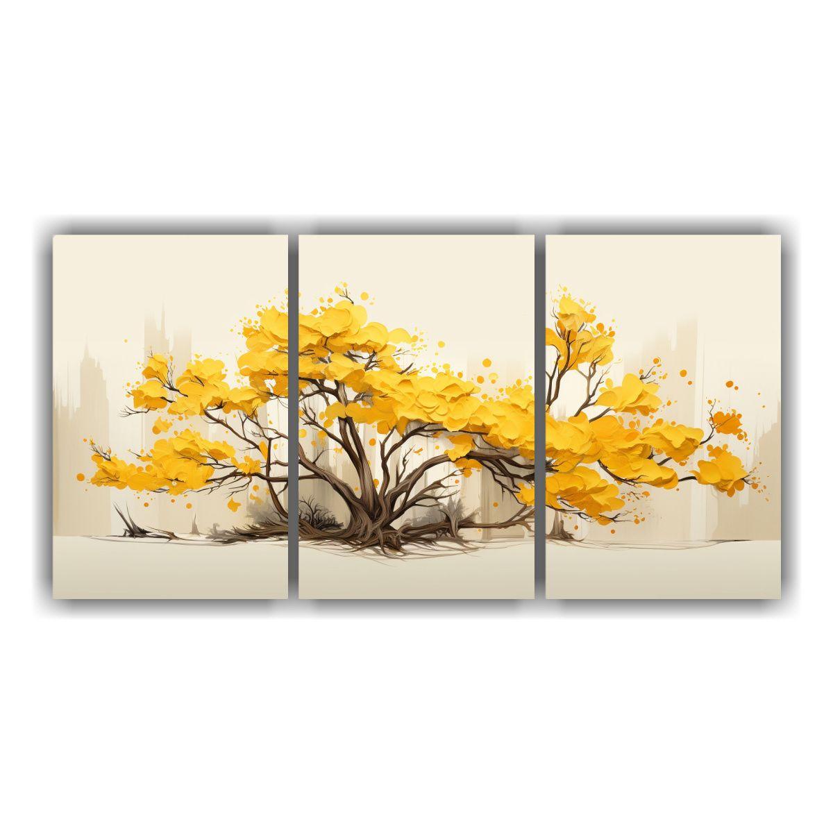 Decoración De Lienzo Set 3 Motivos Un árbol 90x45 Cm-0