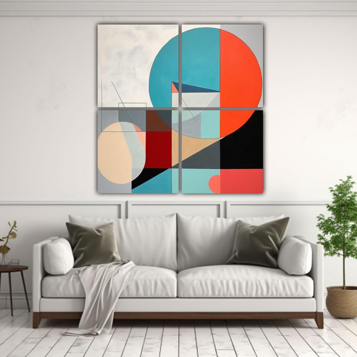 4 Cuadro Acuarela Composición Equilibrada 140x140 Cm-2