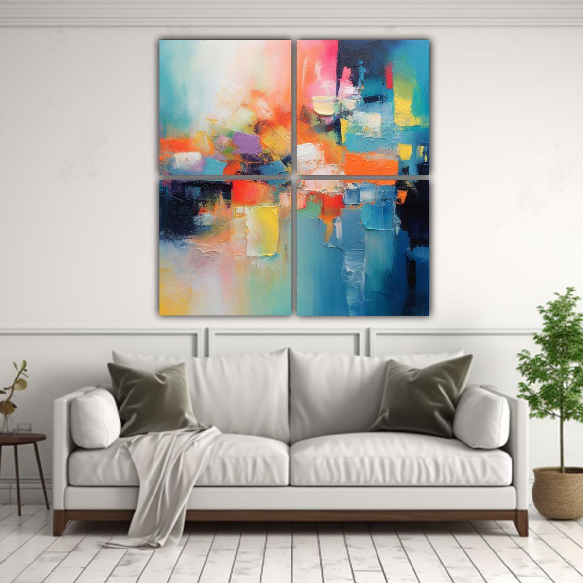 Cuadro Abstracto Vintage Colorido Con Textura 160x160 Cm-2