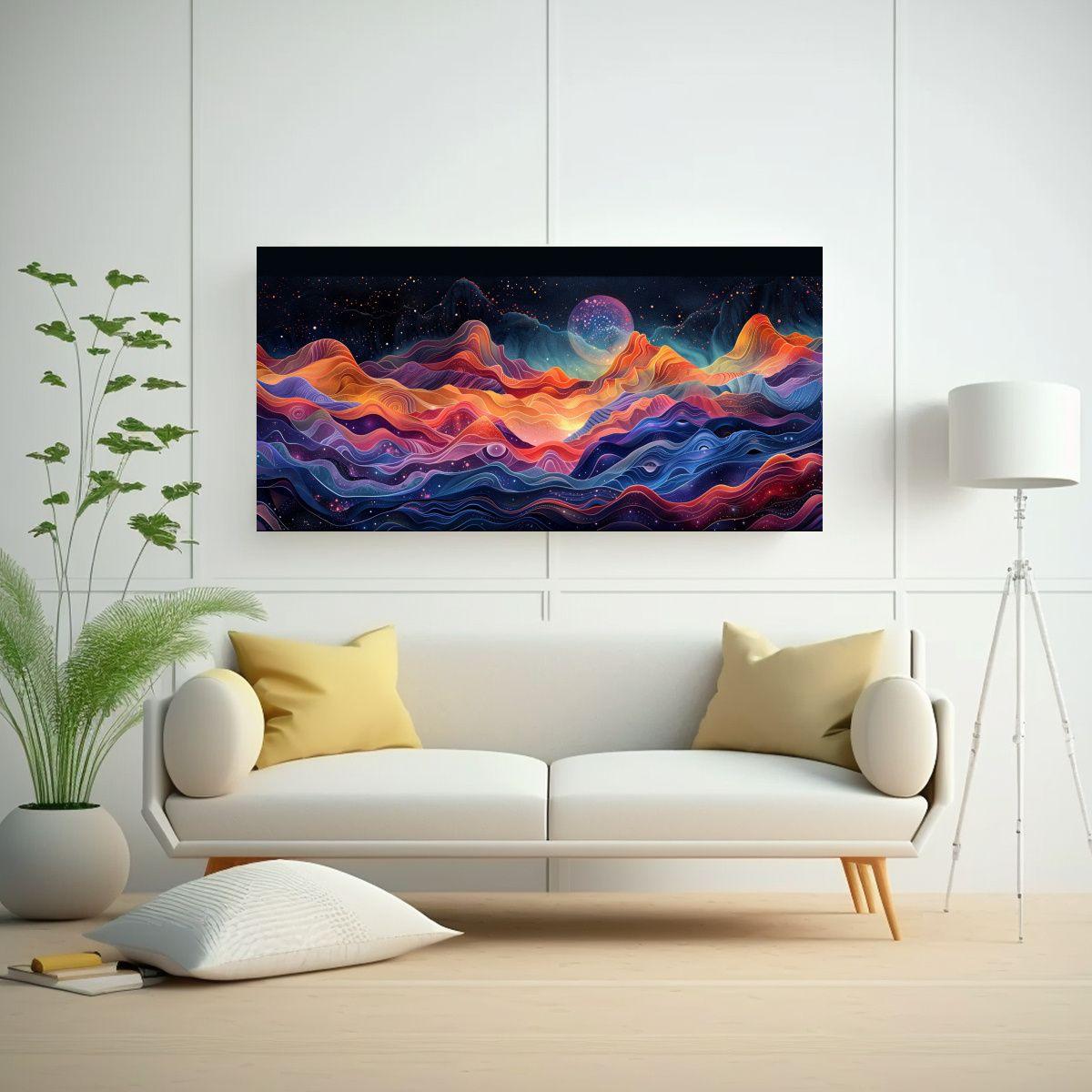 Cuadros De Montañas Coloridos En Lienzo Estilo 60x30 Cm-2
