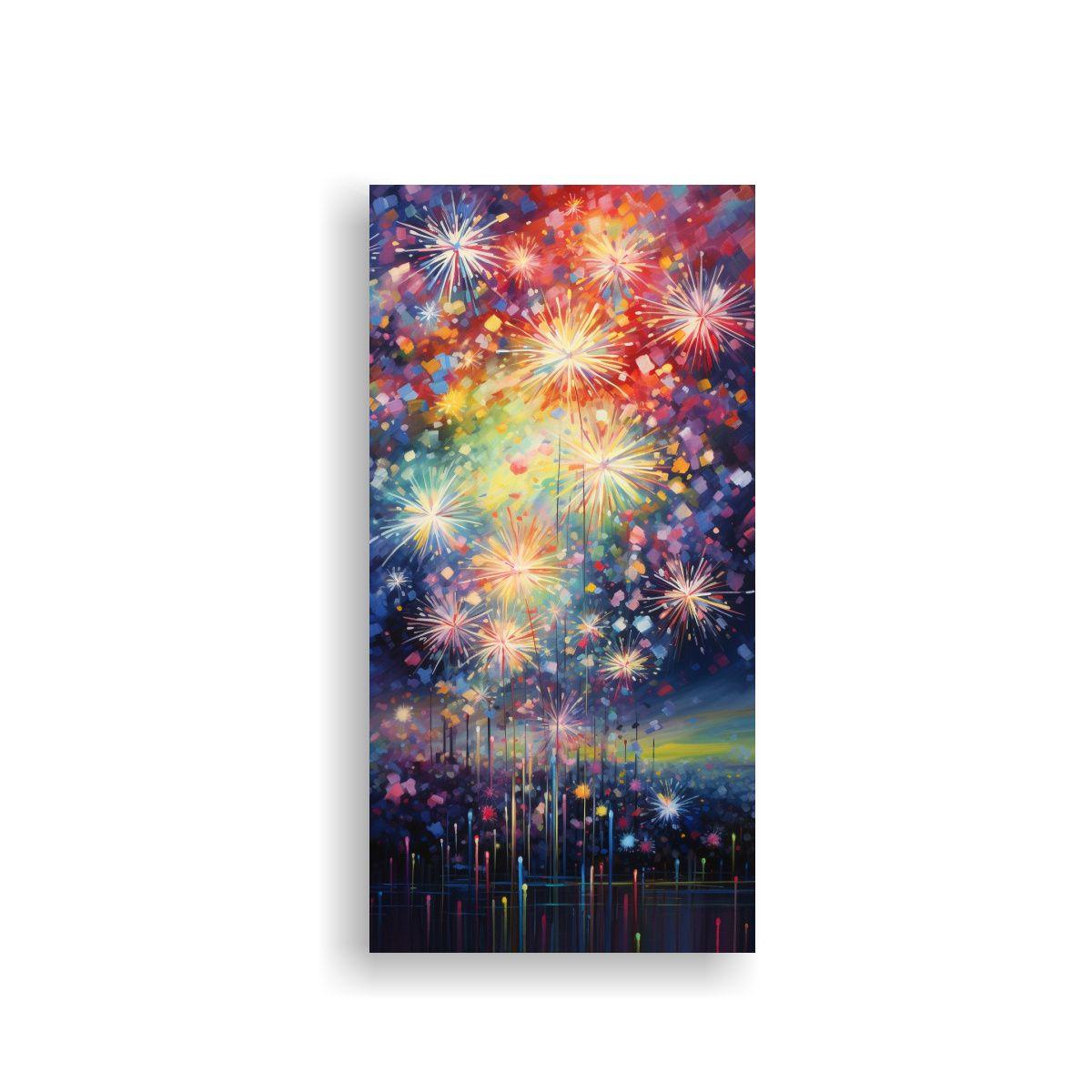 Pintura Abstracta Fuegos Artificiales En Colores 20x40cm-0