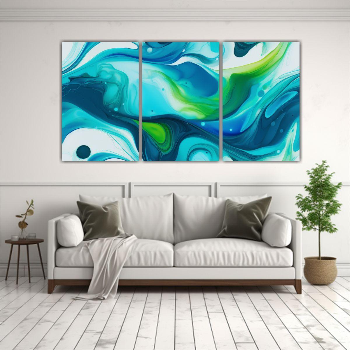Cuadros Abstractos Salón Con Colores Vibrantes 240x120 Cm-2