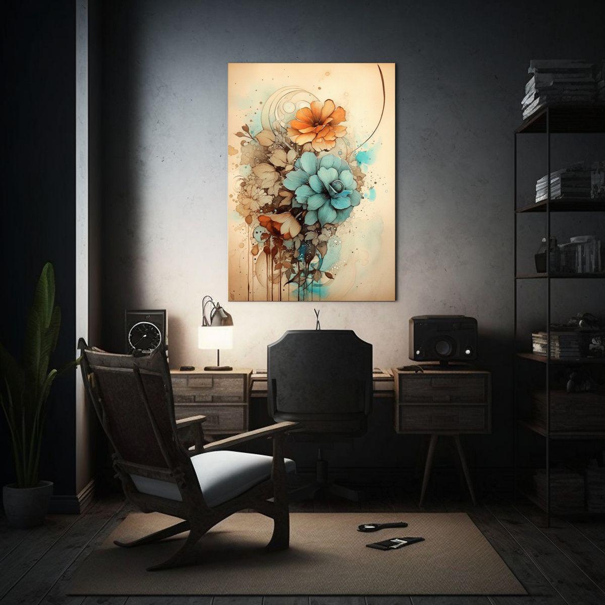 1 Cuadro Inspirador De Flores En Estilo Acuarela 30x40cm-2