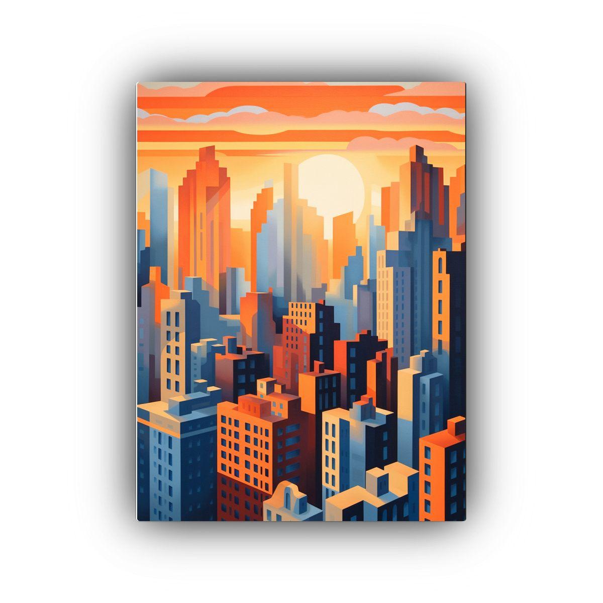 Cuadro Vintage De Ciudad Urbana En Decoración De Pinturas 40x60cm-0