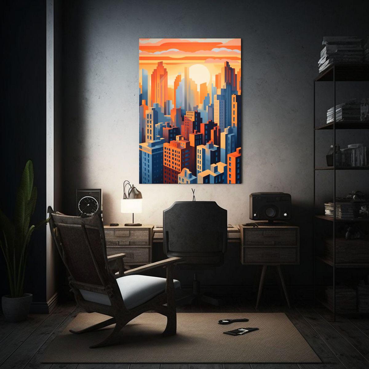 Cuadro Vintage De Ciudad Urbana En Decoración De Pinturas 40x60cm-2