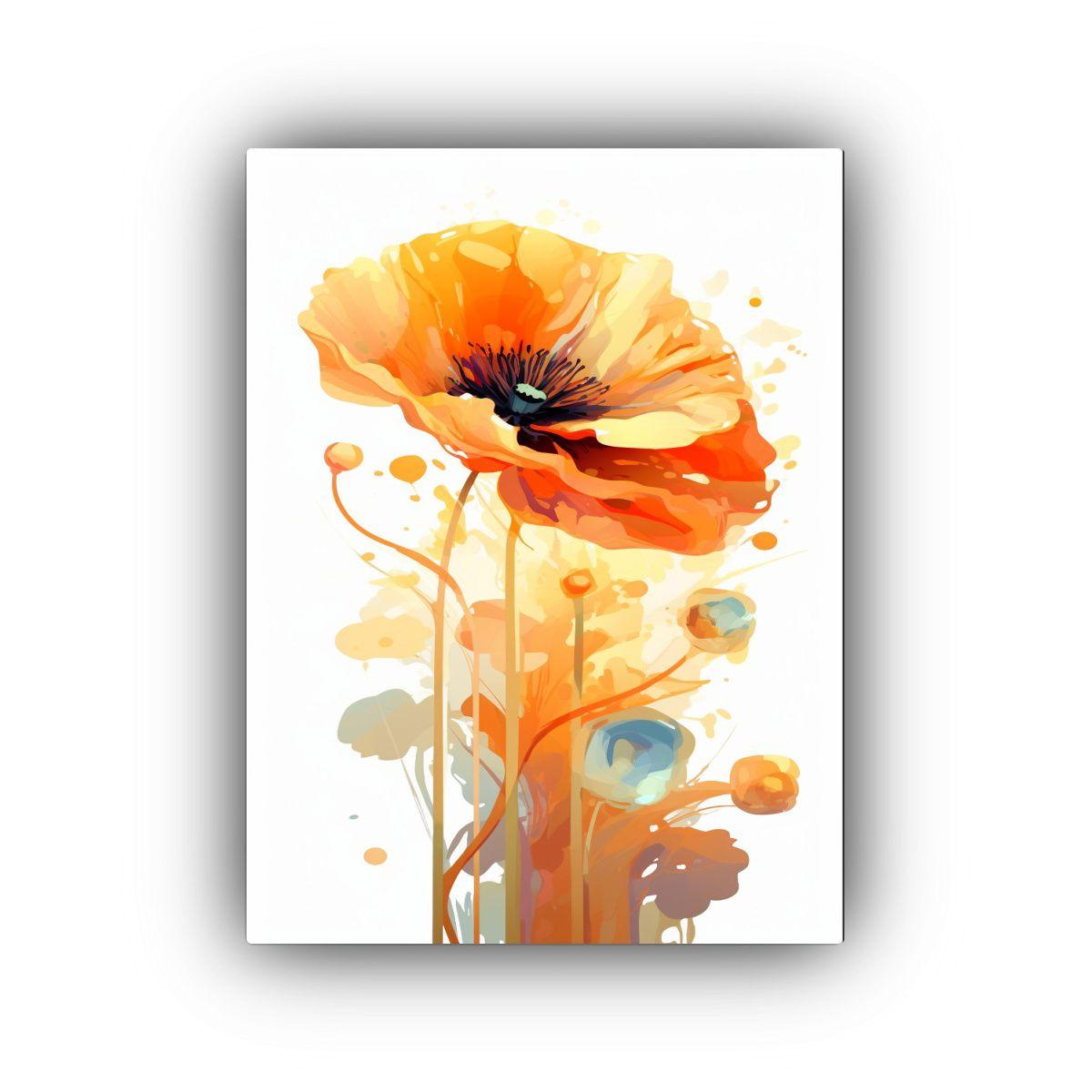 Arte De Pared Flor De Amapola Naranja Lienzo 60x90cm-0