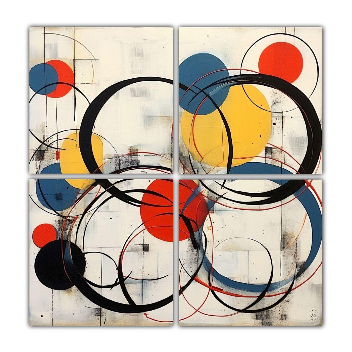 Cuadros Vintage De Pop Art Con Círculos Y 140x140 Cm-0