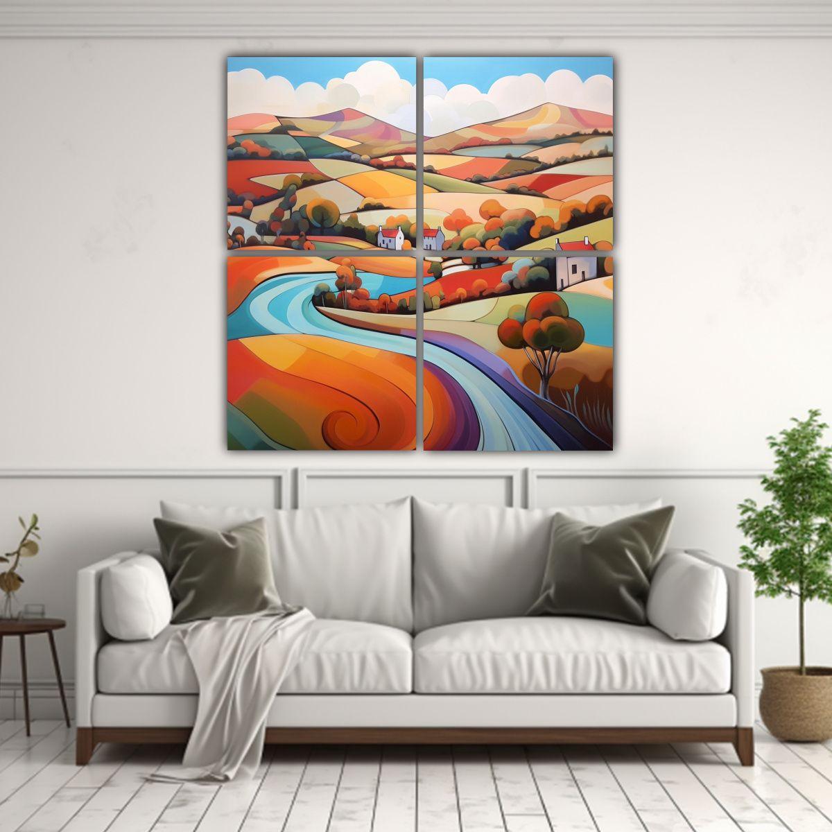 4 Pinturas Movimiento Linda, Hermosas Y Listas 60x60 Cm-2