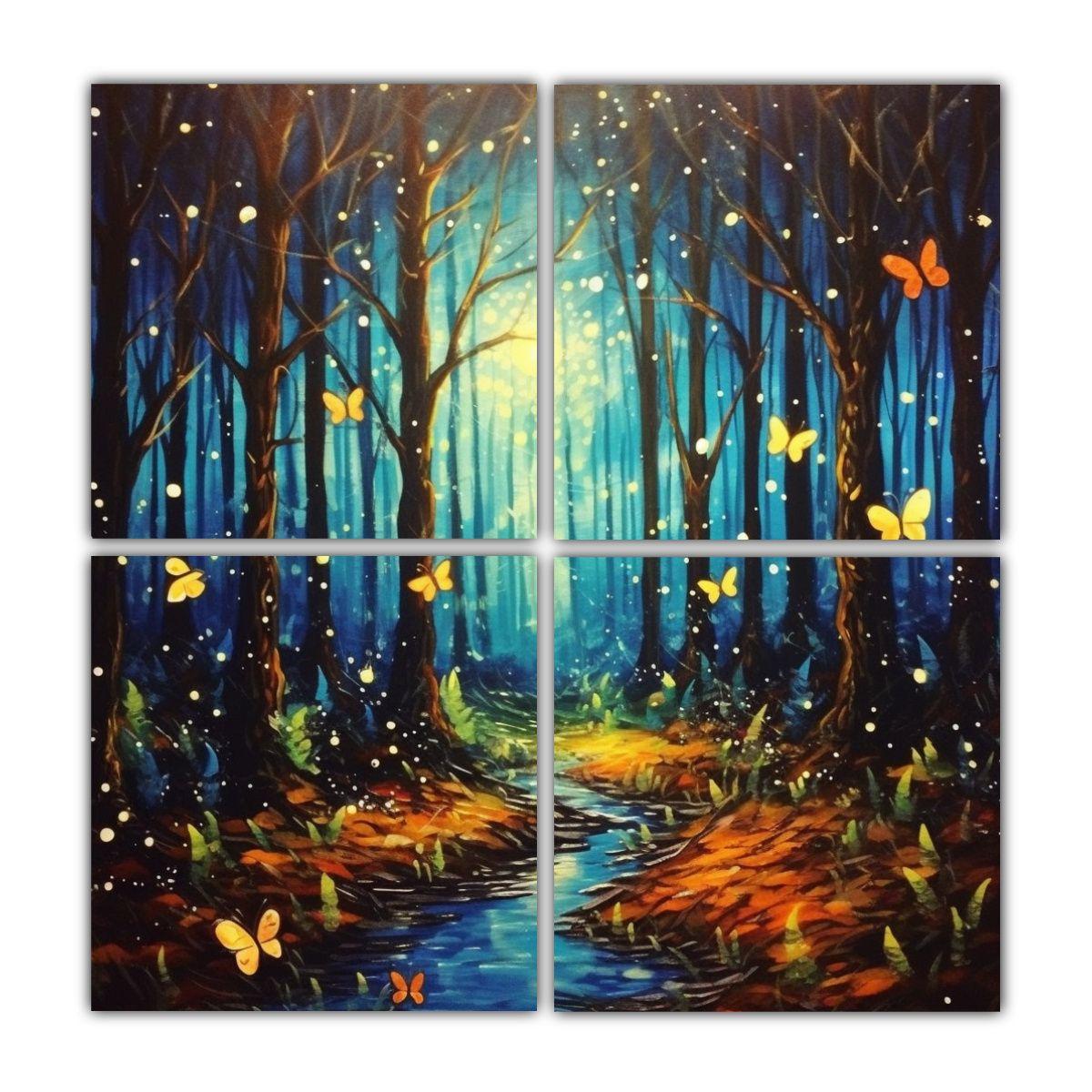 Cuadros Vintage De Temática 1: Pinta Un Bosque 200x200 Cm-0