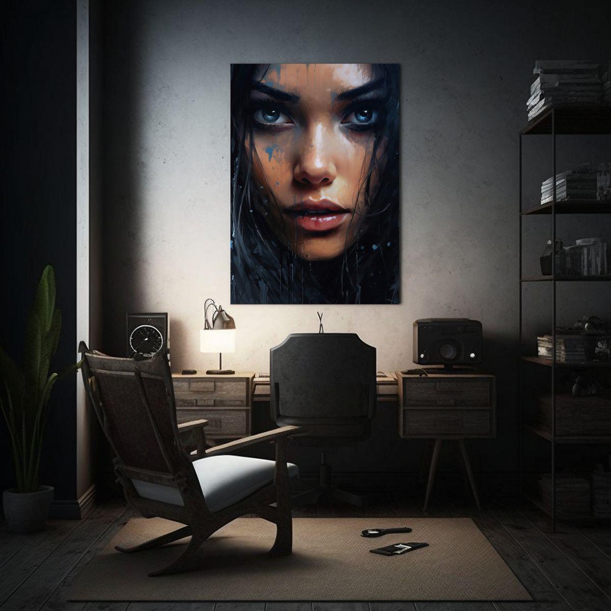 Pintura Decorativa Intensa De La Cara De Una Mujer Sexy En P 30x45cm-2