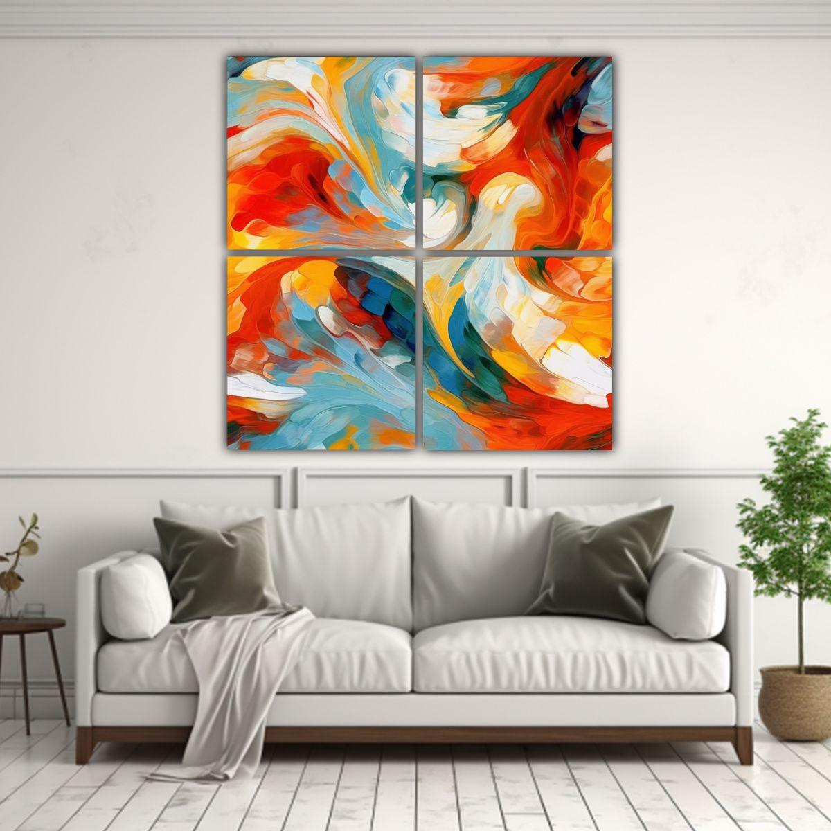 Cuadro Abstracto Acuarela Brillante De 80x80 Cm-2