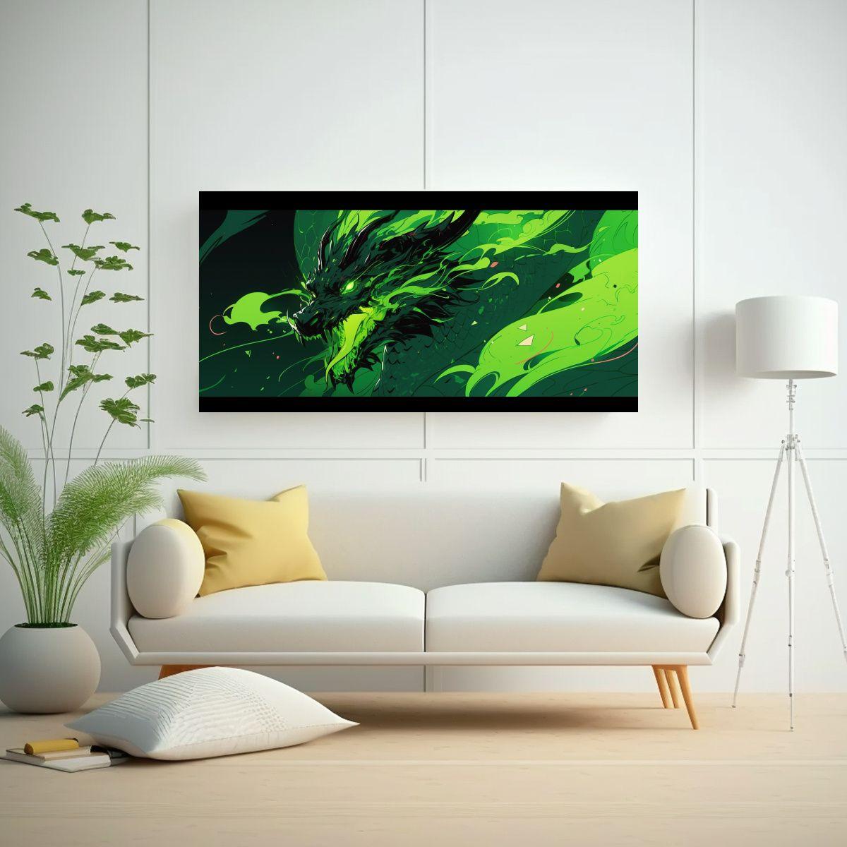 Lienzo Impreso Brillante Dragón En Colores Vibran 160x80cm-2