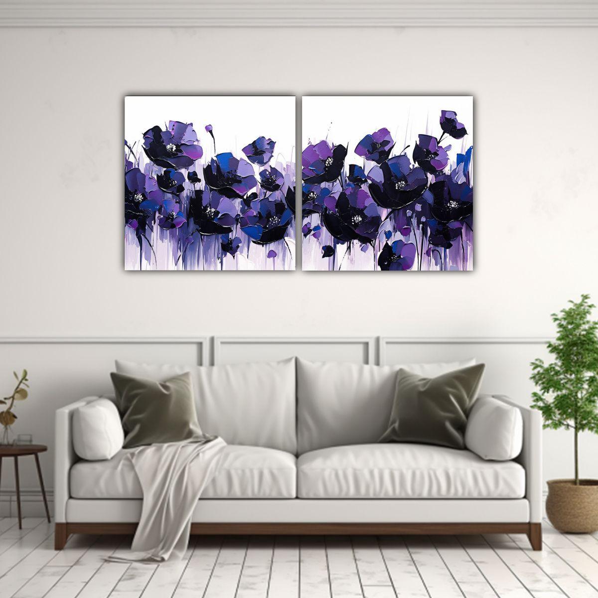 Cuadros Vintage Luminosidad A Púrpura Y Negro 120x60 Cm-2