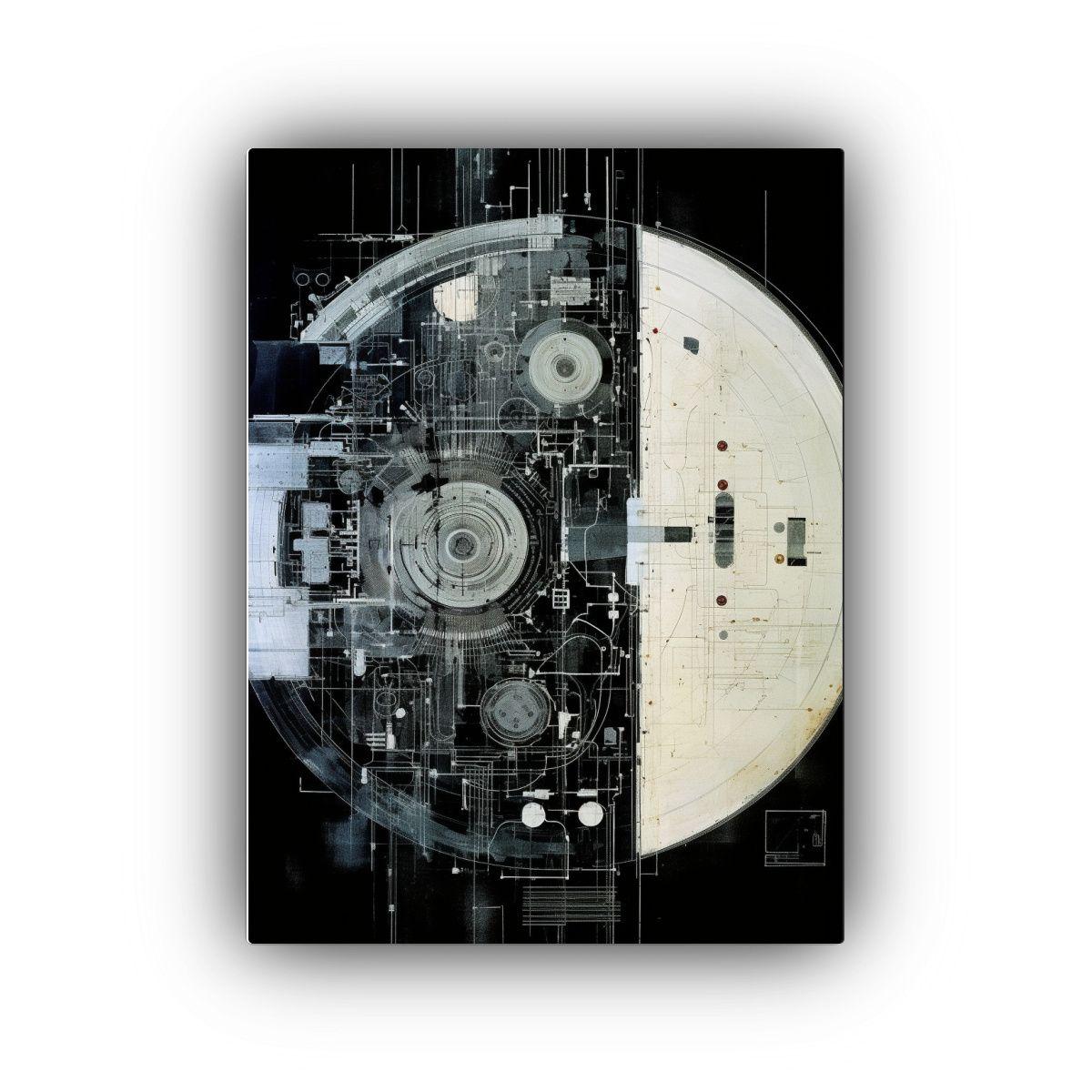 Cuadro Decorativo Técnico Negro Texturizado Con Composició 50x65cm-0