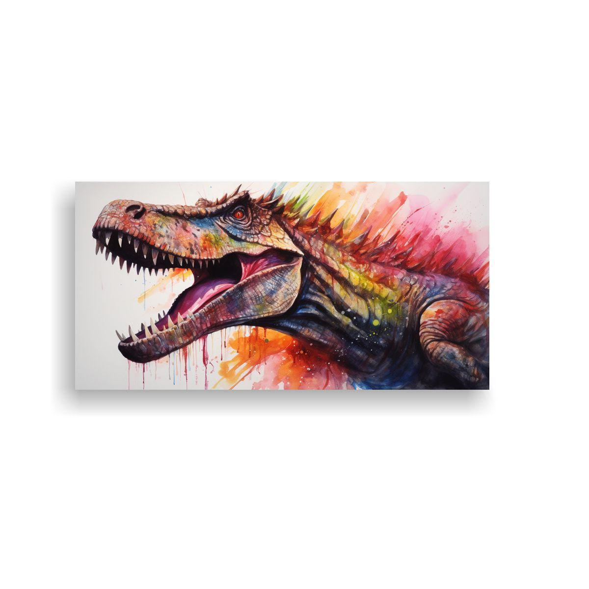 Pintura De Spinosaurus En Acuarelas Coloridas 🦕 60x30cm-0