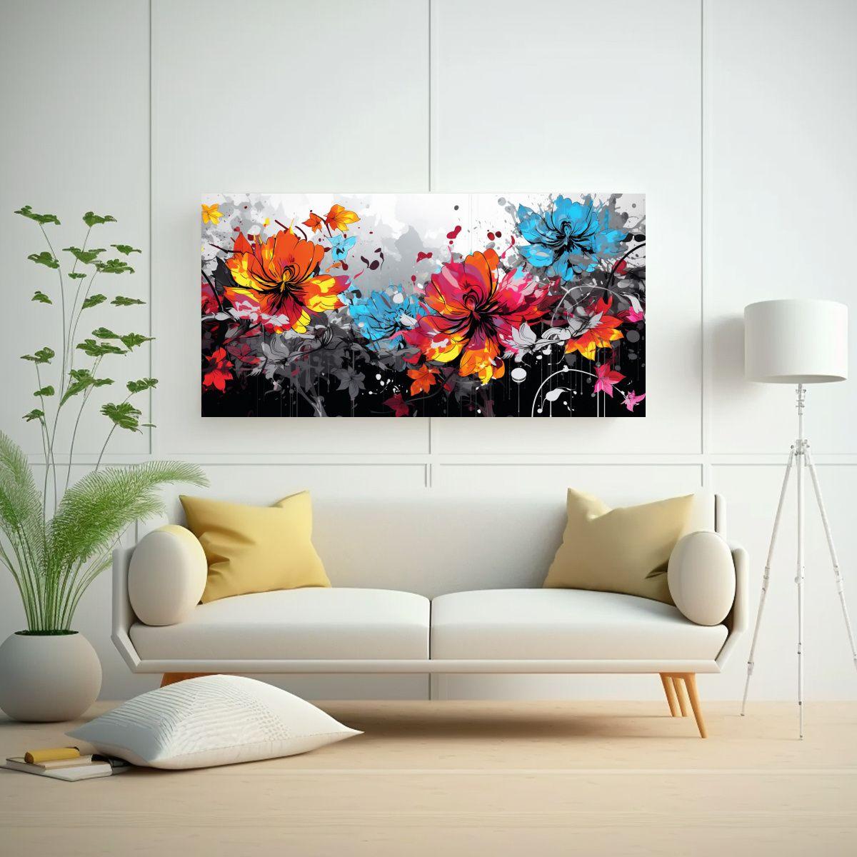Cuadro Lienzo Minimalista Estilo Neonoir Pincel 60x30cm-2