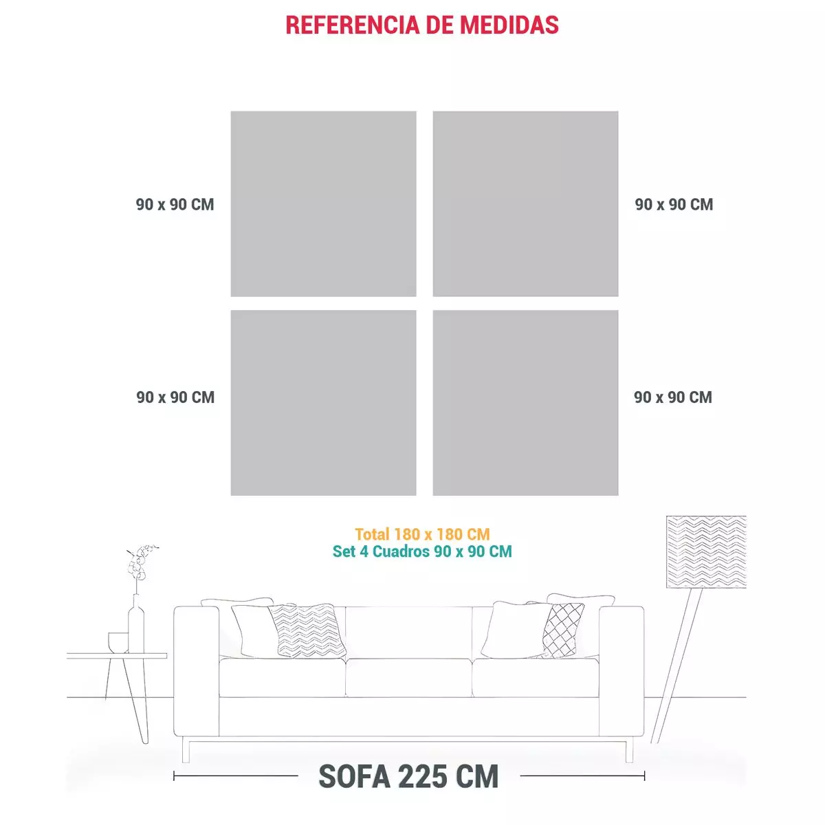 Cuadriptico Arte Mezclada Estilo Rústico 180x180 Cm-1