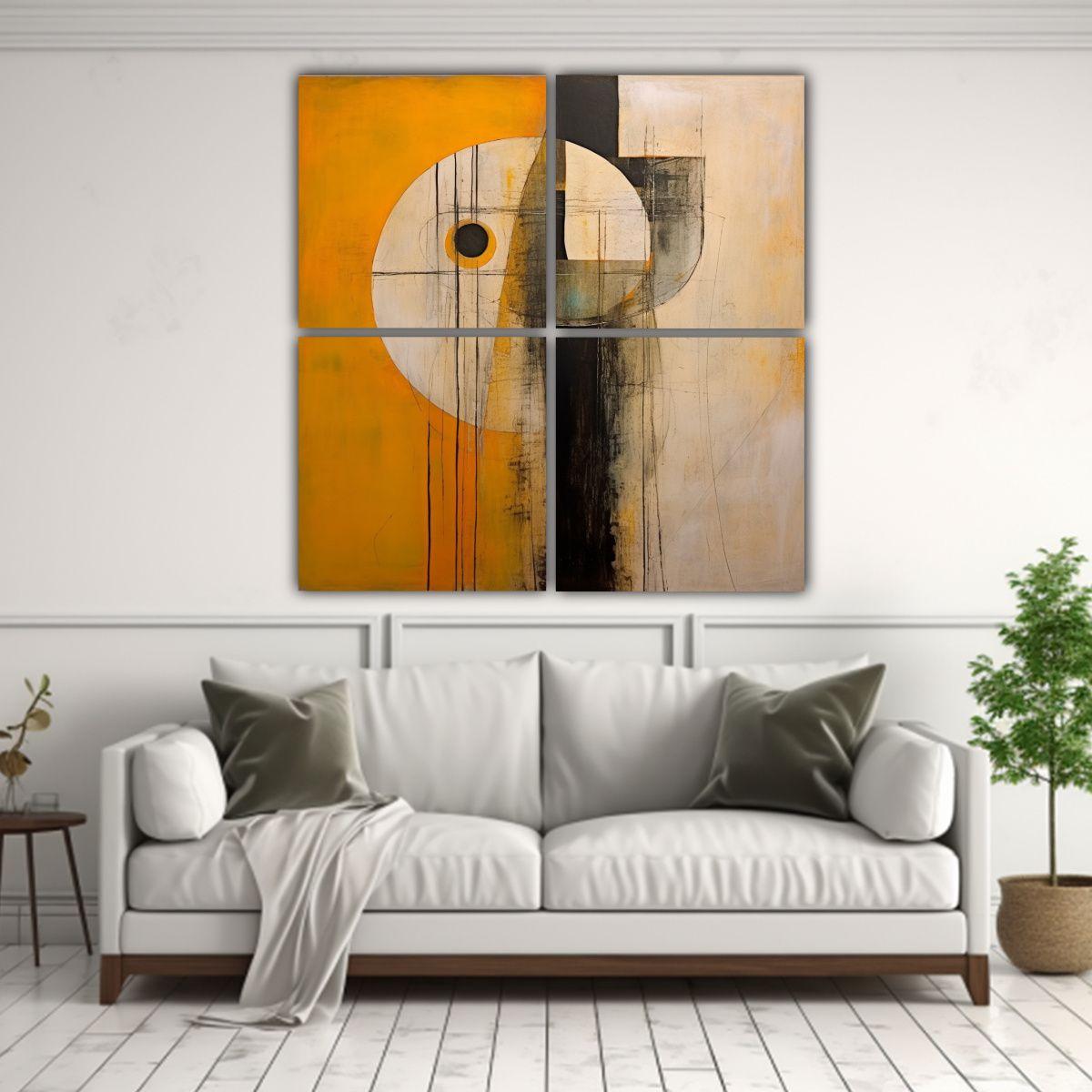 Cuatro Lienzos Expresividad Abstracta Symbiosis 180x180 Cm-2