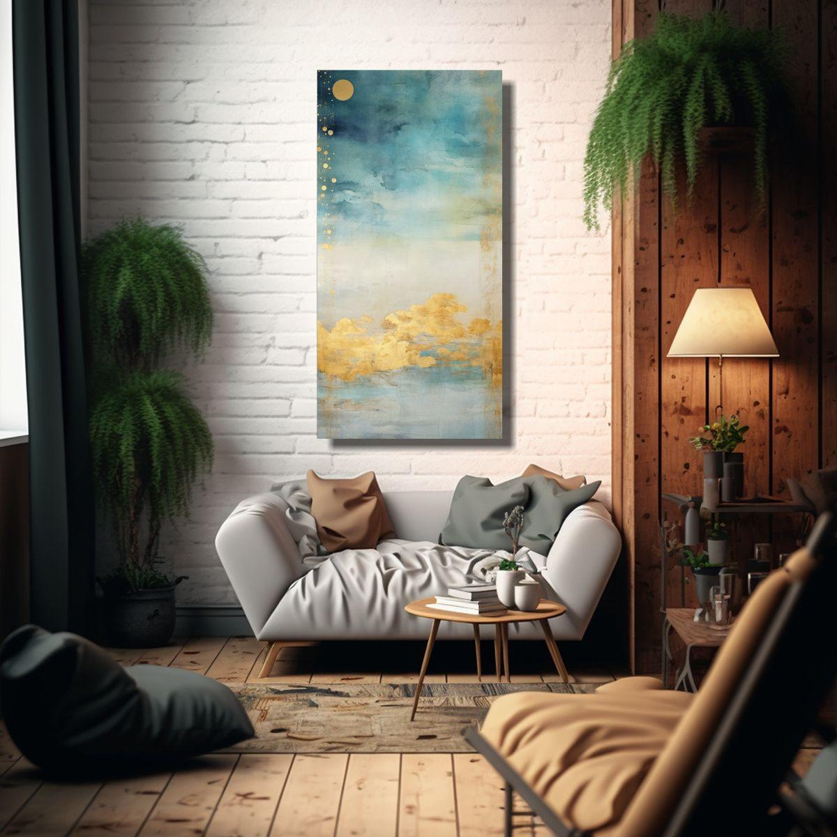 Cuadro De Pared Tonos Calma Con Acuarela Blanco, 50x100cm-2