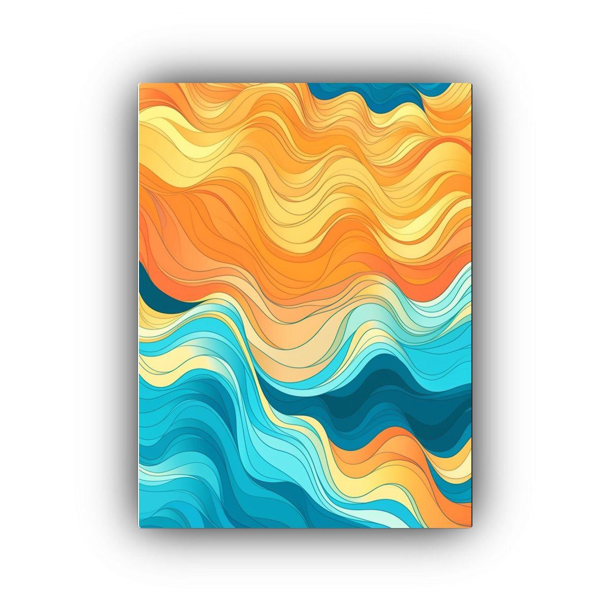 Cuadro De Tela Movimiento Simétrico Azul Y 80x120cm-0