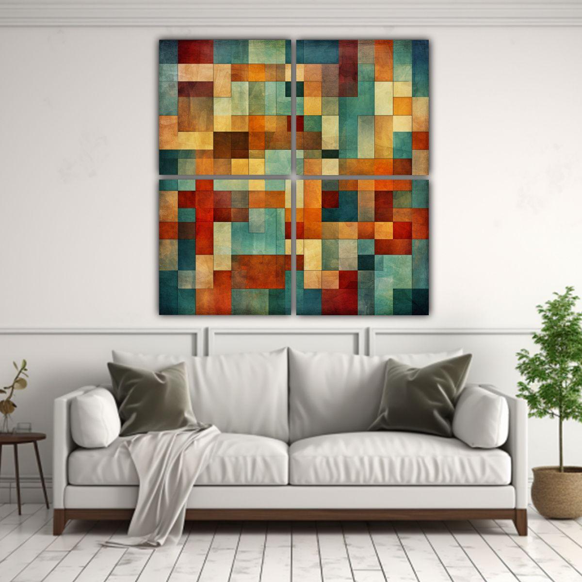Cuatro Lienzos Patron Intenso Juveniles Pinturas 200x200 Cm-2